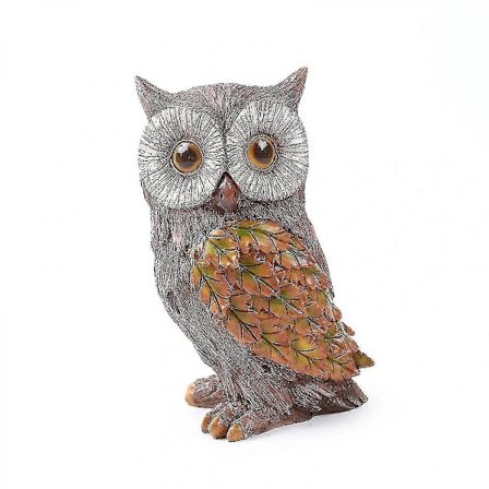 Falske Ugle Statuer med Horn, 18 cm Høj Lille Ugleskulptur i Resin, Kunstige Uglefigurer til Haven, Livagtig Falsk Udendørsugle A1124-27