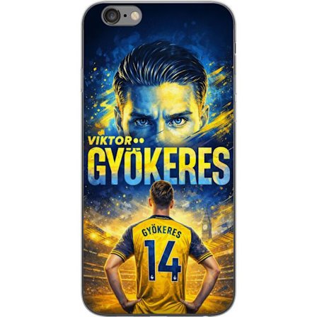 Yhteensopiva Puhelinkuori Apple Apple iPhone 6 Plus Viktor Gyökeres jalkapallojuliste keltaisella ja sinisellä värimaailmalla, dramaattinen stadion