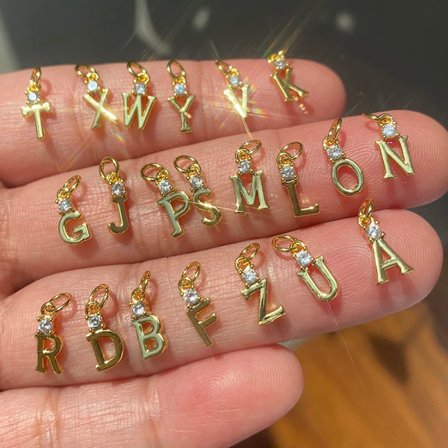 A-Z Letter Name Initials Gold Color Charms Diy Earrings Necklace Designer Charms Jewelry Making Supplies Micro Pave CZ pendant