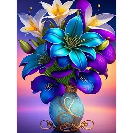 30x40cm Drømmende Blomsterlandskab Fuld Diamant DIY Diamant Maleri - DW860