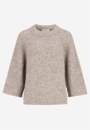 Freequent - Strikkegenser med raglanermer i sand for damer i størrelse M (40) - Cellbes