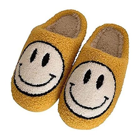 Smiley Face Tofflor Mjuk plysch Bekväma Varma Slip-on Tofflor