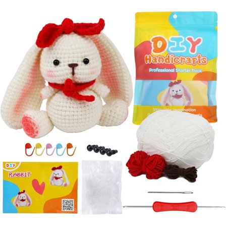 Hæklesæt til begyndere, Hæklesæt med hæklenåle, polyesterfiber, garn, trin-for-trin instruktionsvideo