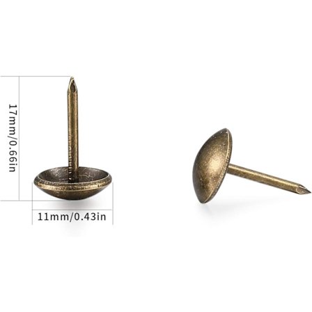 200 stk møbelspiker, dekorative møbelspiker, møbelstifter, antikke messingmøbler med plastboks for lenestol, sofa, tremøbler - 11x17 mm