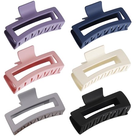 6 stk. 13 cm Hårklemmer til Tykt Hår, Matte Skridsikre Store Hårklemmer, Retro Fransk Sommerfugl Hårpynt til Kvinder