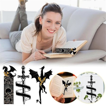 Drakbokmärken för män, boktillbehör för läsentusiaster, bokmärken för läsning svart och guld