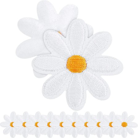 20 stk. Daisy Blomster Patch Blomster Applikation Stryge-på lapper Embr