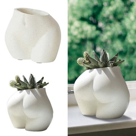 Body Plant Pot Butt Vase, Blomsterpotter med kvinnelig kropp med dreneringshull, Moderne design Boho-former