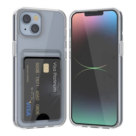 iPhone 15 Mobilskal med Korthållare TPU Rvelon - Transparent