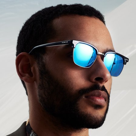 Occhiali da sole Browline neri e blu con lenti polarizzate per uomini - Occhiali da sole polarizzati