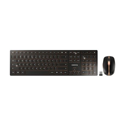 Cherry DW 9000 SLIM - tastatur- og mussett - USA med eurosymbol - svart, bronse