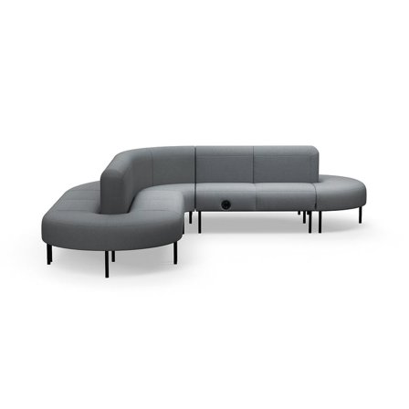 Soffa VARIETY, L-sweep, USB-C/220V-uttag, tyg Pod CS, silvergrå