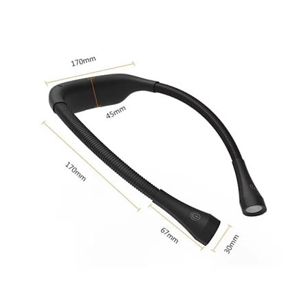 Halsleselampe (Svart), Oppladbar Leselampe i Sengen - L