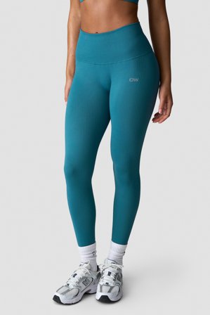 ICANIWILL - Ribbed Define Seamless Pocket Tights Light Faded Teal- Sportlegging - Dames - sportkleding van ICIW