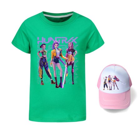 Kpop Demon Hunters Barn Kortärmad T-shirt + Hatt