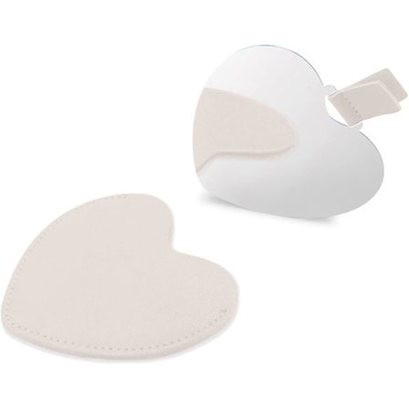 Rostfritt stål kompakt spegel, hjärtformad krossäker fick spegel med PU läderpåse, mini bärbar spegel för rese sminkväska, för kvinnor en