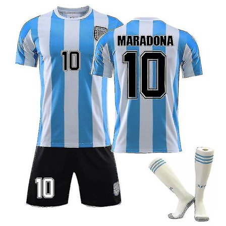 Maradona Tröja Nr 10 Argentina Retro King Fotbollströja Set 1920 Maradona 10 Barn Kids 28(150-160CM) 1986 Maradona 10