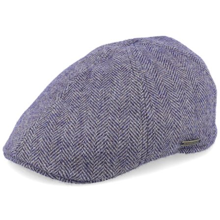 Stetson - Blå flatcap Caps - Texas Wool Herringbone Blue/Beige Flat Cap @ Hatstore