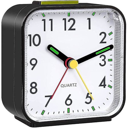 Stille vekkerklokke nattbord uten tikkende batteridrevet stille