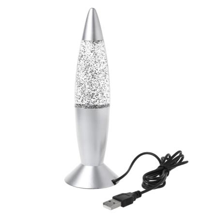 3D Rocket Multi Color Changing Lava Lamp RGB LED Glitter Nattlys Gave