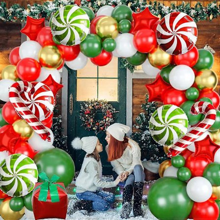 140 stk. Juleballong Garland Kit - Rød og Grønn Blomsterkrans Sett, kompatibelt med innendørs/ferie dekor, Nyttår, bursdag, frieri & f[D]