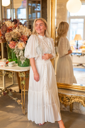 Cotton Slub Midi Dress White L