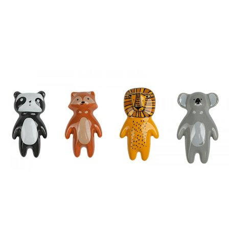 Dyrehåndtag til skab i keramik: 4 stk. skuffetrækhåndtag i keramik, keramiske håndtag til skab, karikaturhåndtag til skab til hjemmet og køkkenet