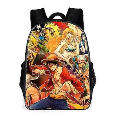 Anime One Piece Barn- og Jente Ryggsekk for Utendørs Reiser Skoleveske Dagstursekk Skuldervesker Ryggsekk Gaver (A)