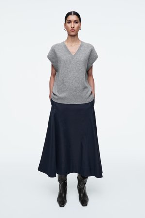 COS Women's Rounded Midi Skirt in Blue