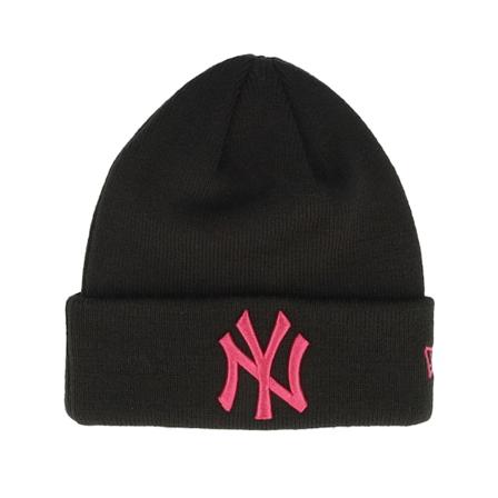 New Era - MLB Schwarz cuff Mütze - Kids New York Yankees League Essential Beanie Black/Neon Pink Cuff @ Hatstore