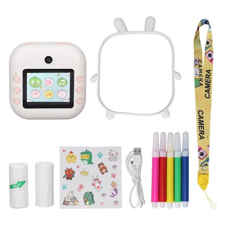 Mini lommeprinter Kanin form termisk skriver Mini digital front bakre dobbeltkamera HD bærbar bilde skriver