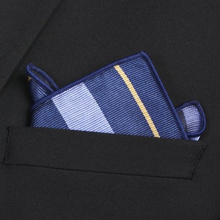 Fazzoletto da taschino in seta blu pastello e oro con fantasia a righe per uomini - Fazzoletti da taschino fantasia