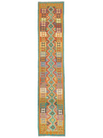 Tessuto A Mano Kilim Afghan Old Style Tappeto 81X402 Di Lana Piccolo