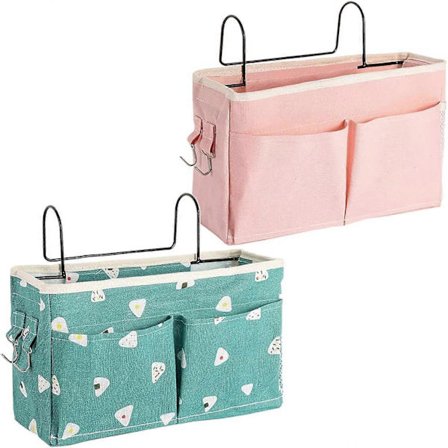 2 stk. sengeorganisator, oppbevaringslomme ved sengen, multifunksjonell sengeveske, stor hengende oppbevaringskurv ved sengen, for magasiner, Remo XRH