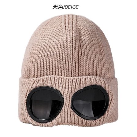 Skiløb Vindtætte briller Varm strikket hue - Beige