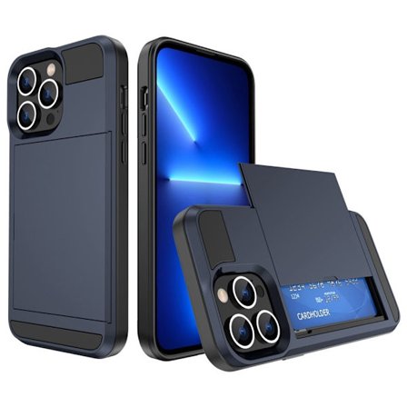 iPhone 14 Case with card slot - Navy blue