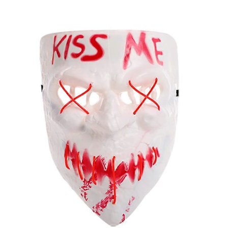 Kiss me Glødende Maske Maskerade Koldt Lys LED Maske Halloween Horror Rekvisitter