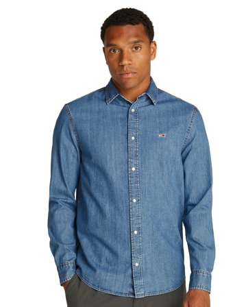 Tommy Jeans Rglr Fit Shirt Mid Blue - Blue - XS
