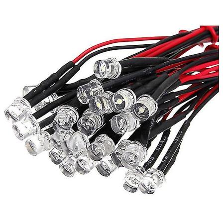 20cm 12v Led-tråd med lysdiode, flad top, rød, 5 mm, 10 stk.