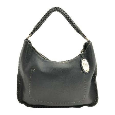 Fendi Vintage, Pre-owned Large Leather Shoulder Bag Zwart, Dames, Maat:ONE Size,leer