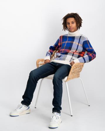 GANT CHECKED SHIELD TURTLE NECK Blau Pullover Unisex - Kidsbrandstore