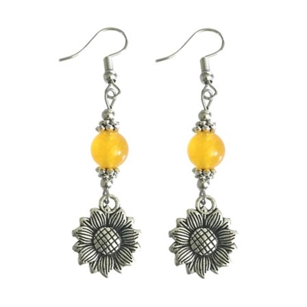 Earrings - Sunflower - Agate - Yellow