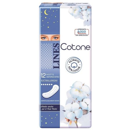 Lines Cotone 12 Assorbenti Notte Anatomici Distesi