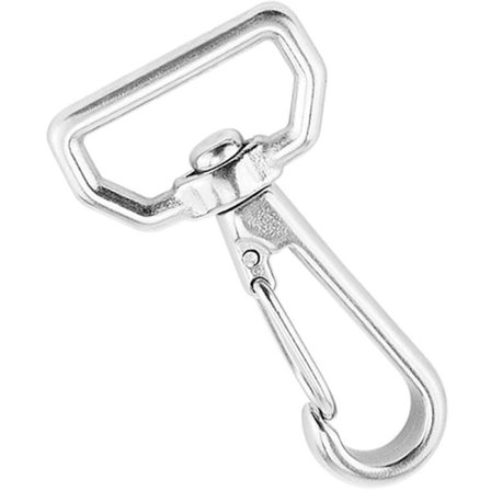 65 mm firkantet ring svirvel øjekarabin i rustfrit stål, webbing-krog, hummerlås, vandreture, camping, karabinhage, kædekæde til kæledyr