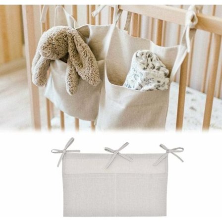 Baby Crib Organizer, Baby Crib Hängande Förvaringsväska med 2 Fack