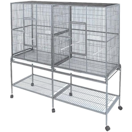 GD - Fuglebur Rival Double w Table Grå L 165 x B 54 x H 158 cm - Fugl - Bur & transport - Store fuglebur & volierer - ZOO.no