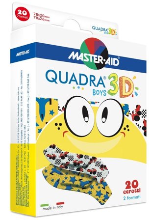 Master-Aid Cerotto Quadra 3D Boys 20 Pezzi Assortiti