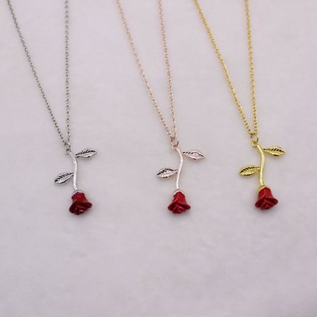 Set med 3 damhalsband Ros halsband med hänge, vackert halsband, preppy smycken, modesmycken, sött halsband för tonårsflickor och alla kvinnor