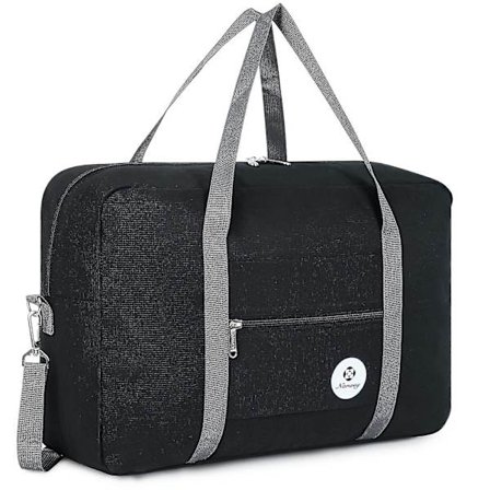 Til Easyjet Airlines Kabinetaske 45x36x20 Undersæde Foldbar Rejsetaske Carry On Bagage Overnatning Til Kvinder Og Mænd 25l (ren Sort (med Skulder)