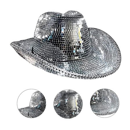 Speilbelagt hatt disco cowboyhatt fantastisk discohatt reflekterende paljett cowboyhatt